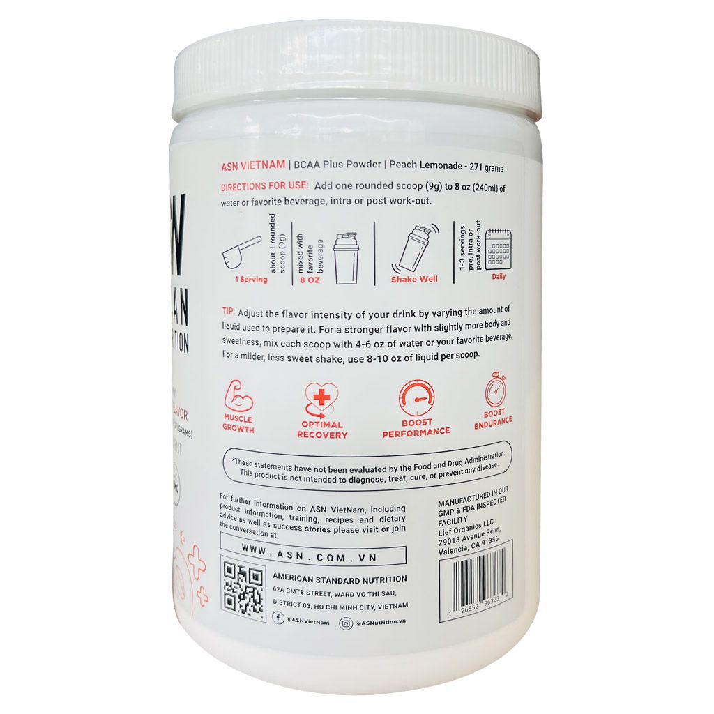 [MỚI] ASN BCAA Plus - Vị Chanh Đào