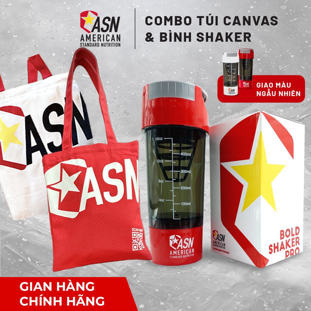 Combo Túi Tote Canvas & Bình lắc Shaker ASN