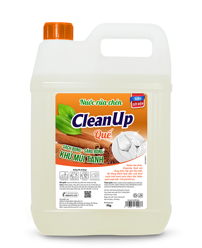 Nước rửa chén CLEANUP Quế 9kg