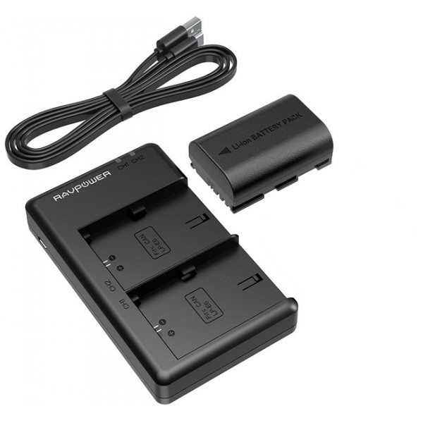 Sạc RAVPower LP-E6N for Canon EOS 5D Mark IV, 5D Mark III, 5DS, 5DS R, 5D Mark II, 6D Mark II, 7D Mark II, 7D, 80D, 70D, 60D, 6D......