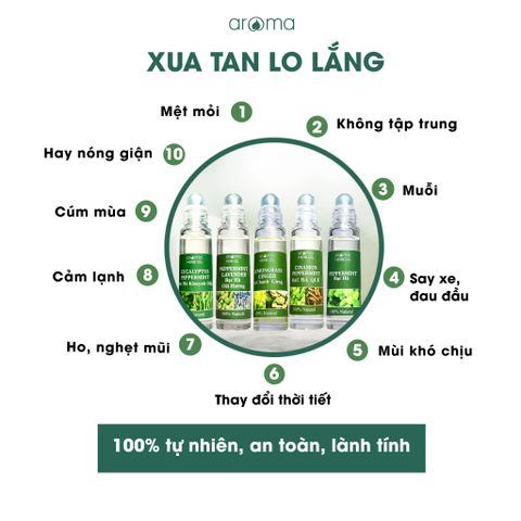 Dầu Sả Chanh Gừng Aroma Lemongrass Ginger - Dầu Nóng Xoa Huyệt Đạo, Giảm Đau, Dễ Ngủ