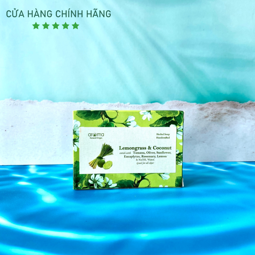 Xà phòng handmade Sả chanh - Lemongrass Handcrafted Soap 100Gr -  Xà phòng thiên nhiên Aroma - Xà phòng thủ công sả chanh