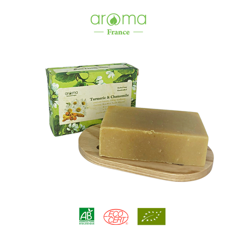 Xà phòng handmade Cúc, Nghệ & Dừa - Chamomile, Turmeric & Coconut Handcrafted Soap -  - Xà phòng thiên nhiên Aroma - Xà phòng thủ công cúc, nghệ, dừa