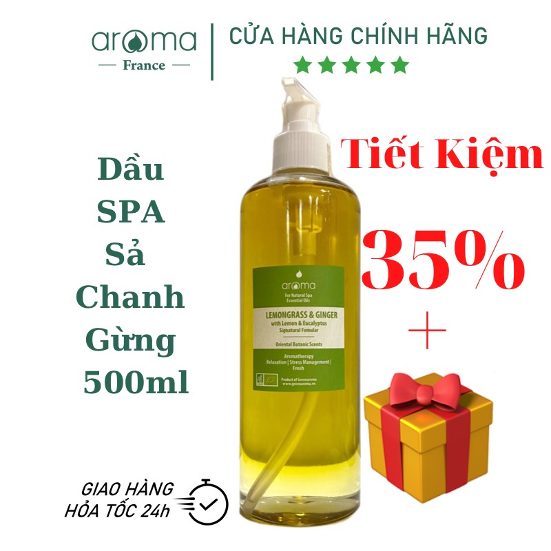 Dầu massage chuyên nghiệp dành cho Spa cao cấp Thư giãn, Trị liệu tự nhiên Sả Chanh & Gừng - 500ml