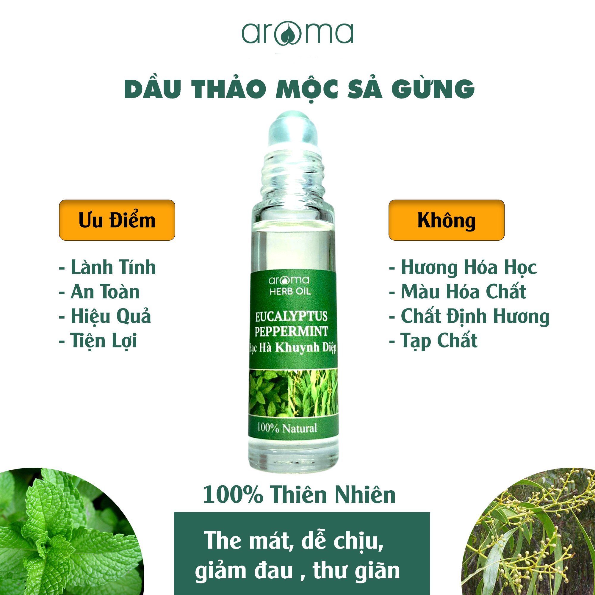 DẦU THẢO MỘC AROMA BẠC HÀ – DẦU NÓNG – DẦU GIÓ THƠM  - DẦU XOA BÓP