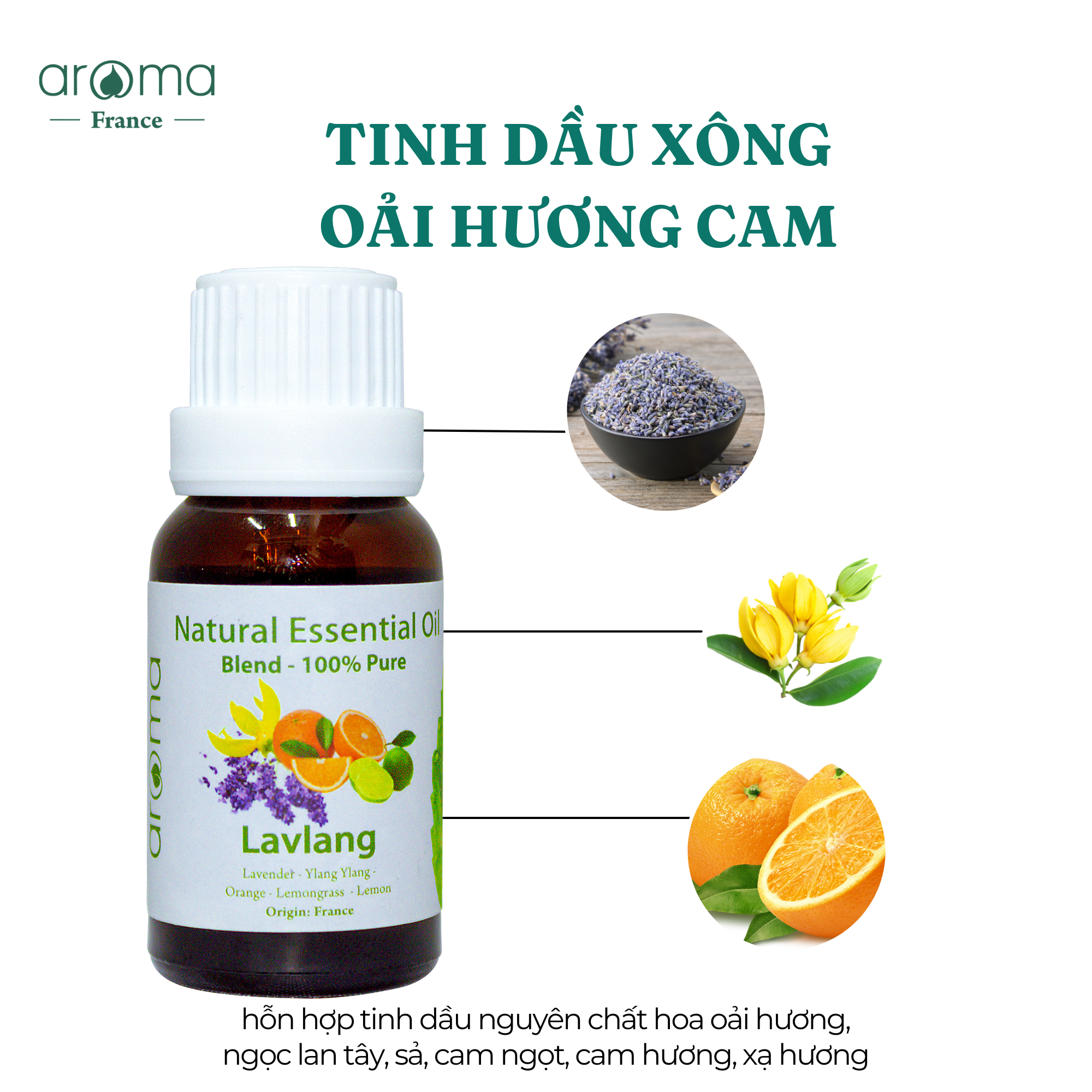 Tinh Dầu Thiên Nhiên Oải Hương Cam - Lavlang Essential Oil Thư giãn - Tinh dầu oải hương - Tinh dầu cam, tinh dầu xông nhà, tinh dầu thơm nhà