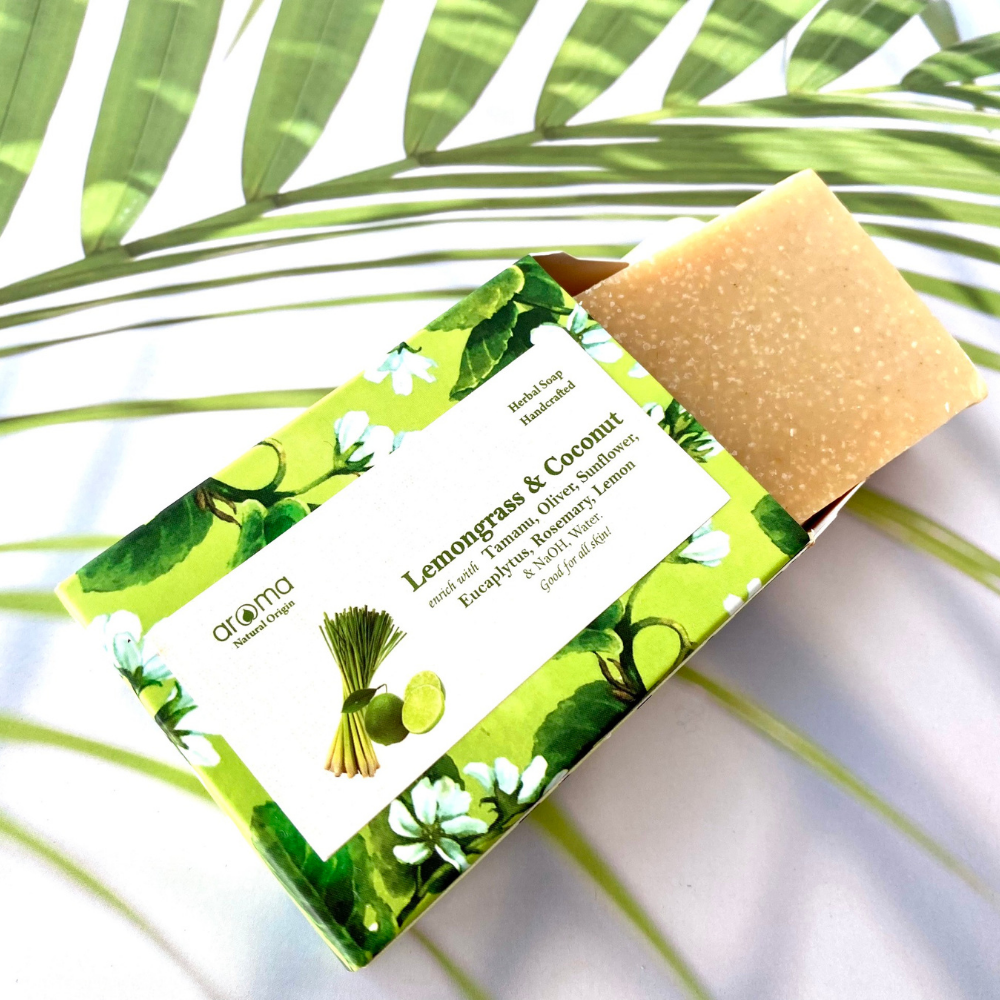Xà phòng handmade Sả chanh - Lemongrass Handcrafted Soap 100Gr -  Xà phòng thiên nhiên Aroma - Xà phòng thủ công sả chanh