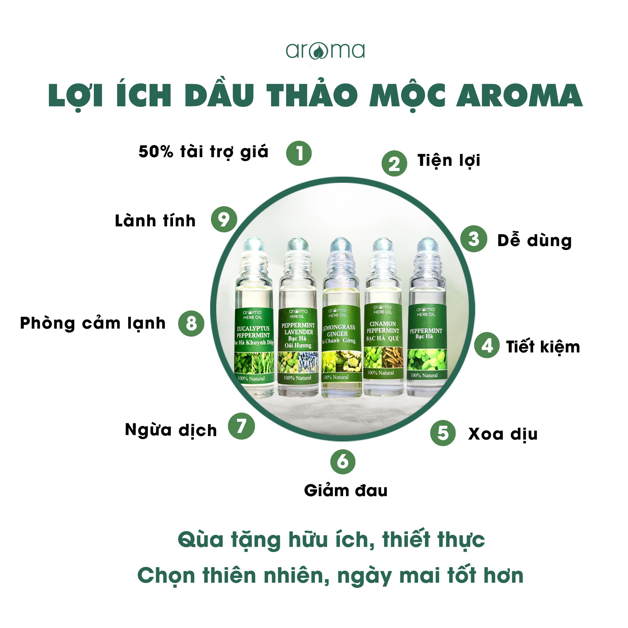 Dầu Sả Chanh Gừng Aroma Lemongrass Ginger - Dầu Nóng Xoa Huyệt Đạo, Giảm Đau, Dễ Ngủ