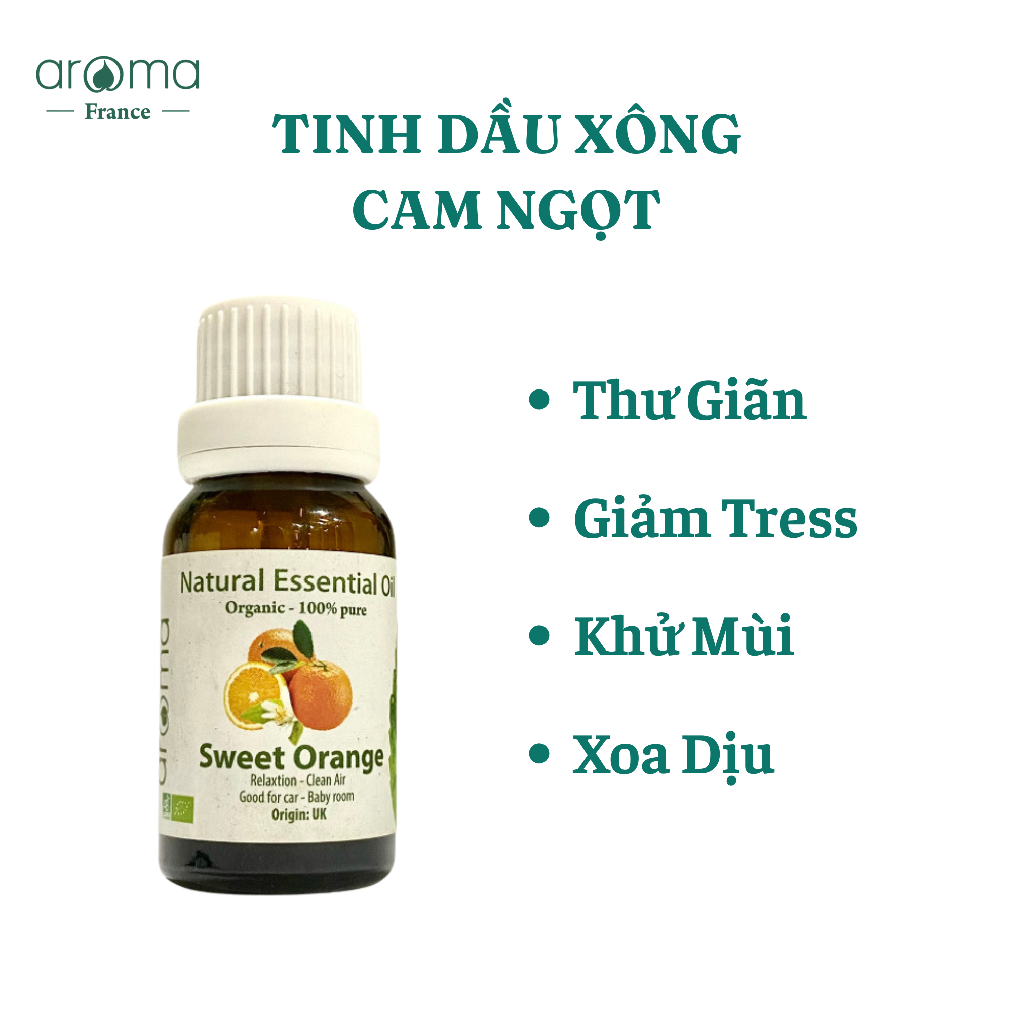 Tinh Dầu Cam Ngọt Nguyên Chất – Giảm Căng Thẳng, Xông Thơm Phòng, Ngủ Ngon