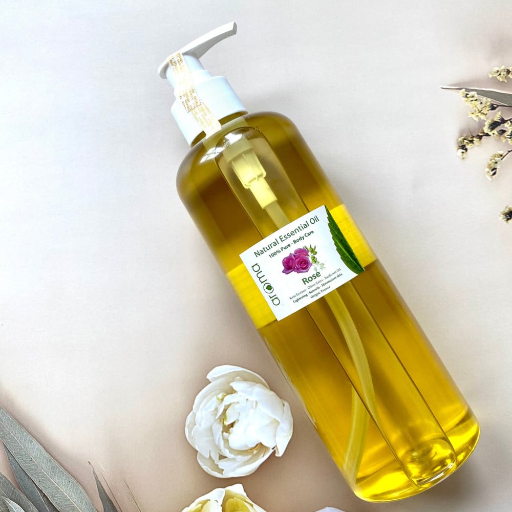 Dầu massage body, dầu massage toàn thân, dầu massage thư giãn, dầu massage yoni toàn thân, dầu massage thu hút,  Hoa Hồng - 500ml