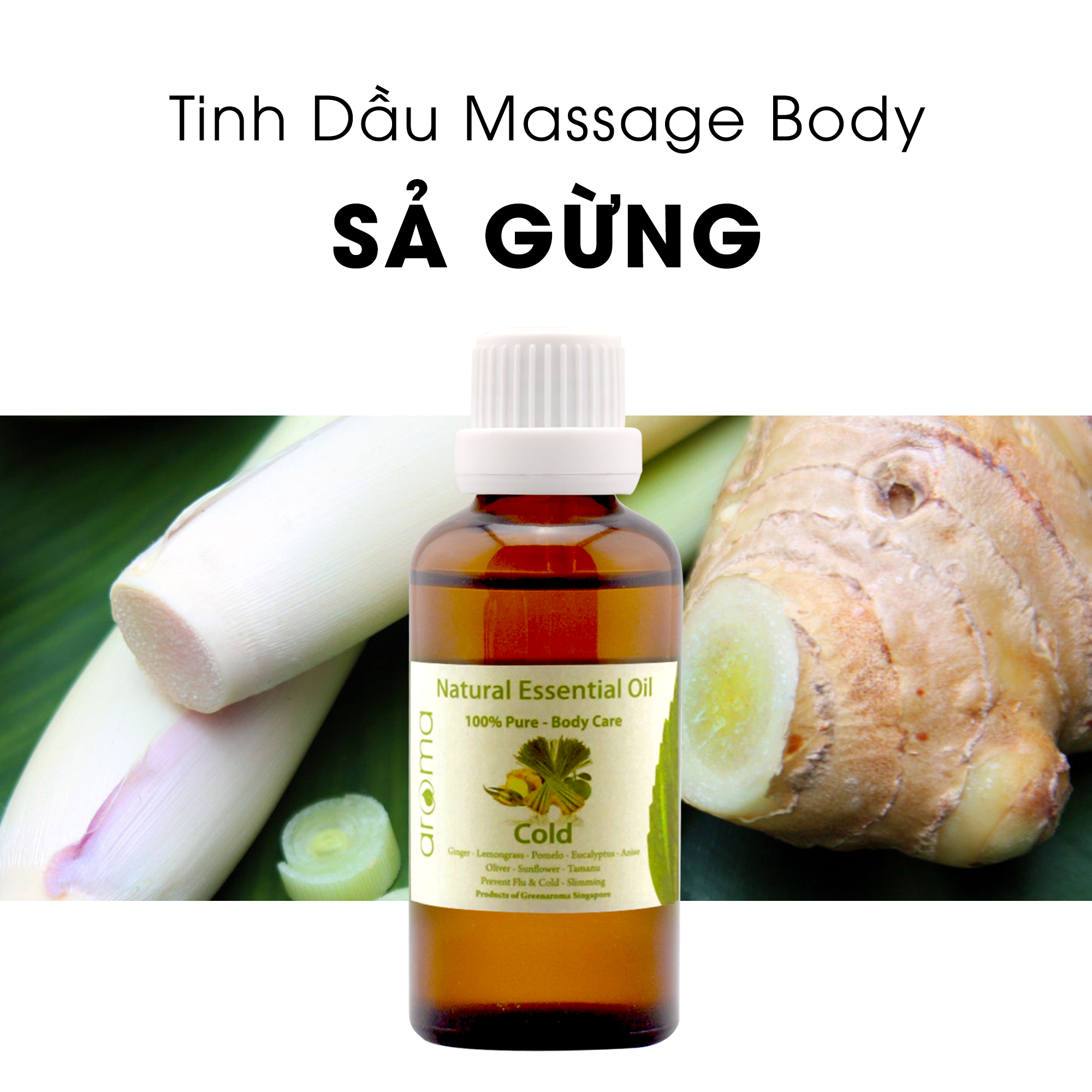 Tinh dầu massage body Sả Gừng - Cold body oil