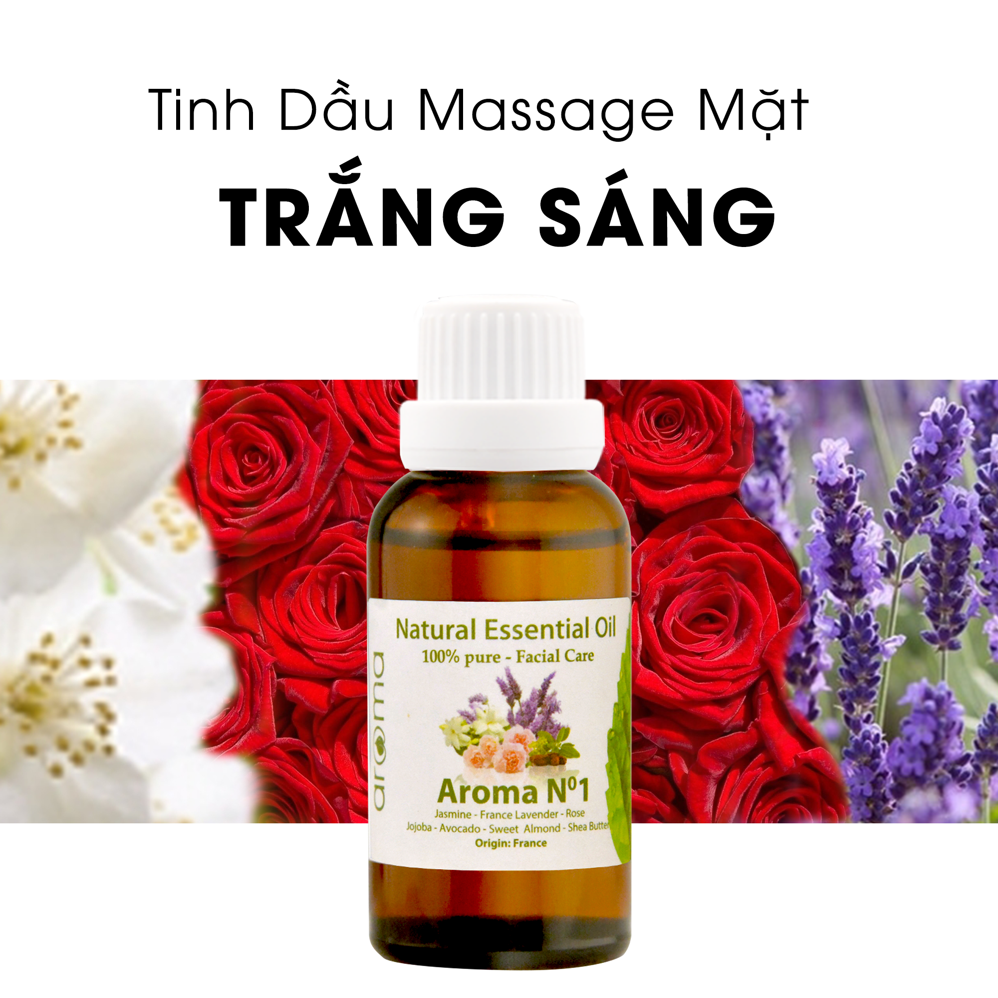 Tinh dầu massage mặt Trắng sáng - Aroma No.1 Facial Oil - Dầu dưỡng da mặt - Dầu chống nhăn - Dầu sáng da