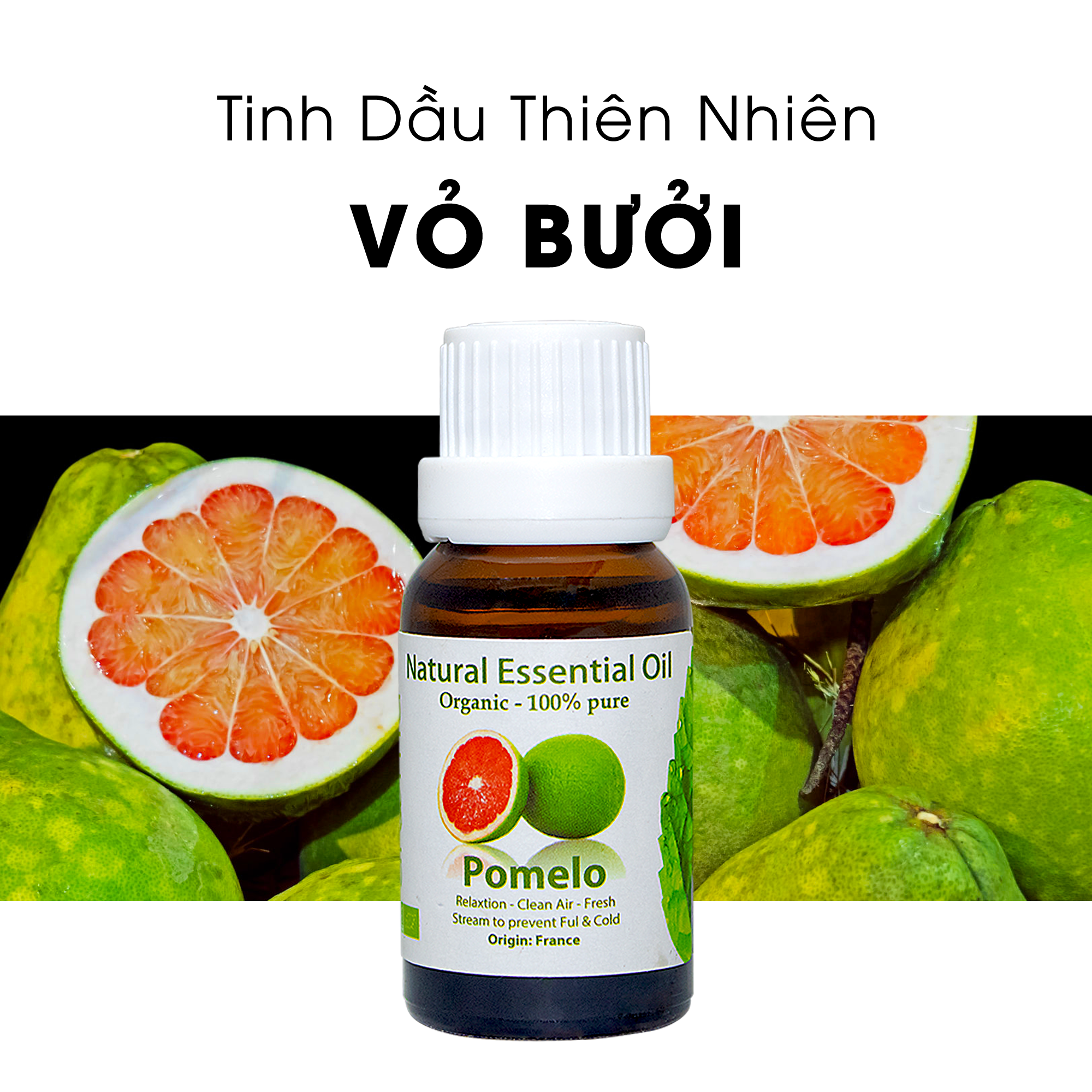 Tinh Dầu Thiên Nhiên Vỏ Bưởi Hồng- Pomelo Essential Oil - tinh dầu xông nhà, tinh dầu thơm nhà