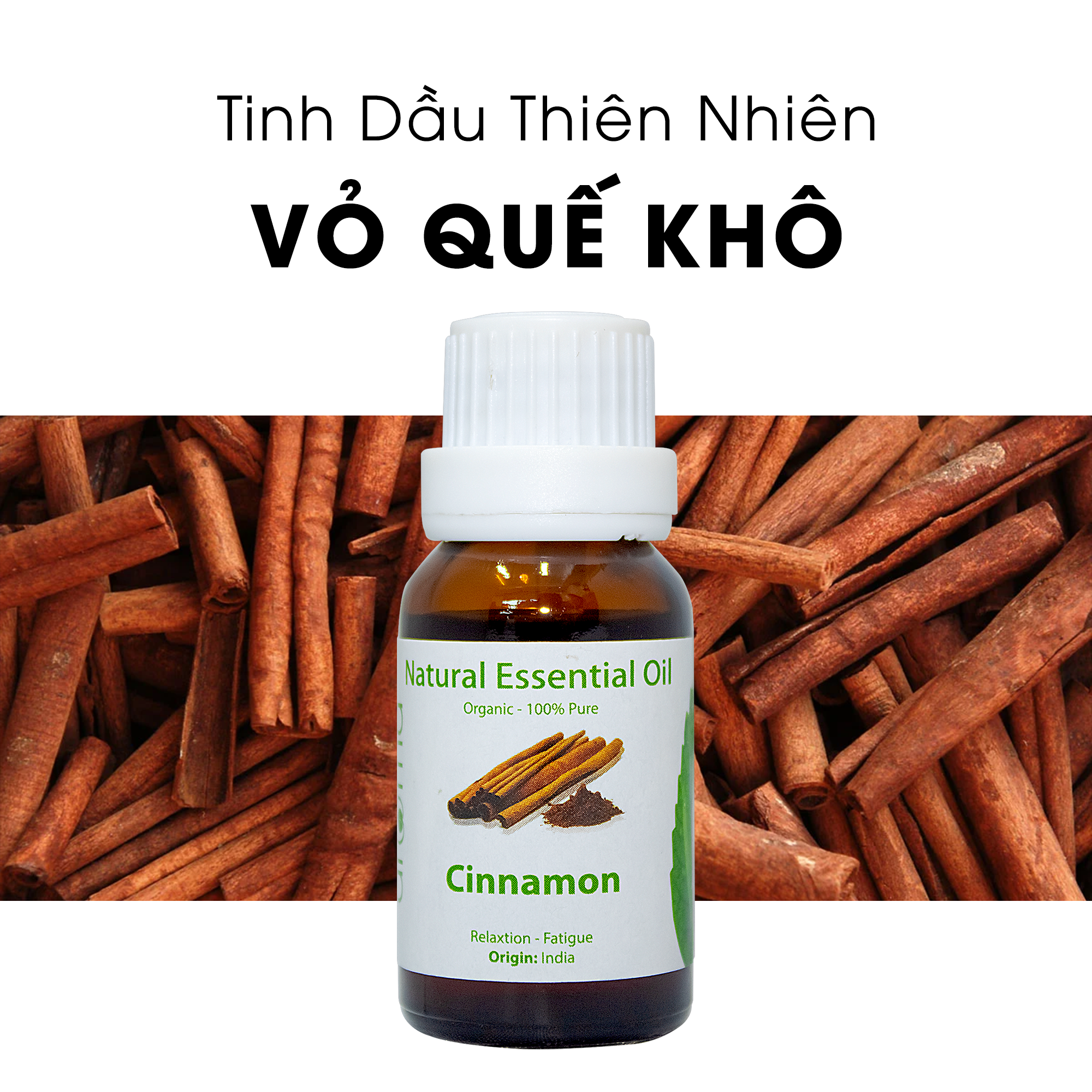 Tinh Dầu Quế Aroma Cinnamon - Tinh Khiết Thiên Nhiên, Ấm Áp, Khử Mùi Mạnh
