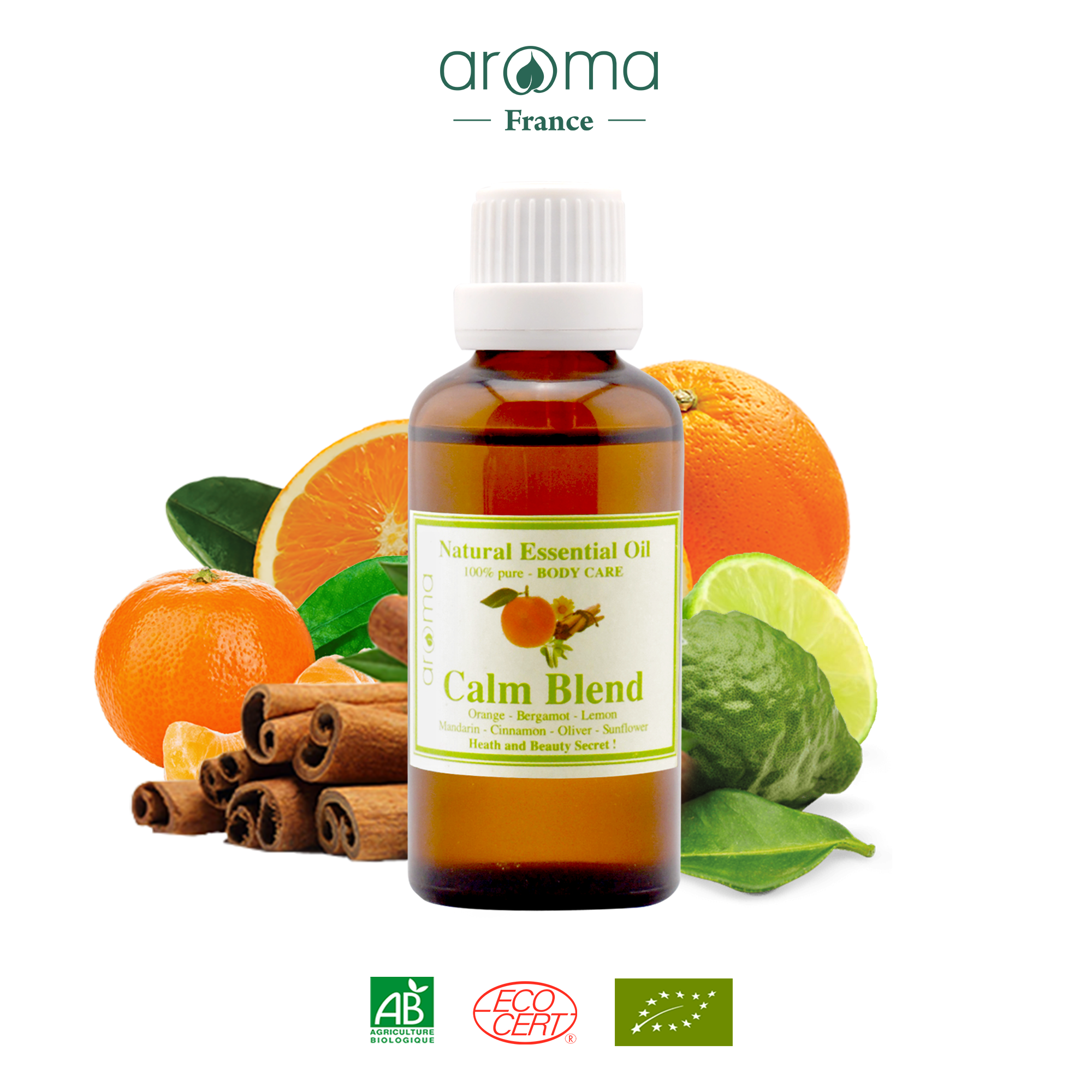 Dầu Cam Quế Aroma Calm Blend Massage Dưỡng Thể - Thiên Nhiên, Thư Giãn, Giảm Đau, Dưỡng Ẩm, Nam Tính
