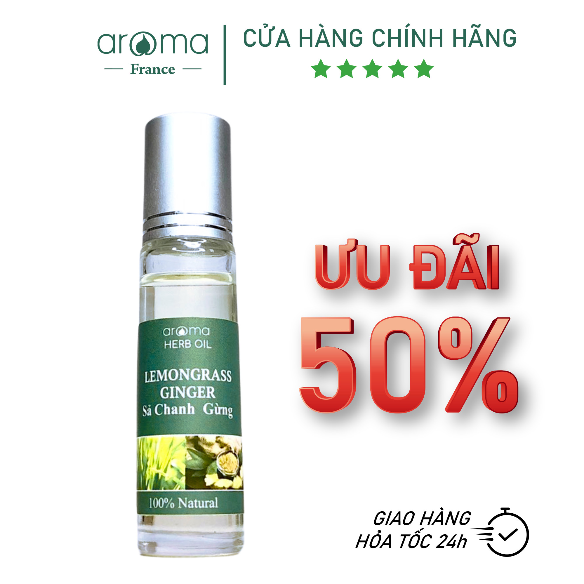 Dầu Sả Chanh Gừng Aroma Lemongrass Ginger - Dầu Nóng Xoa Huyệt Đạo, Giảm Đau, Dễ Ngủ