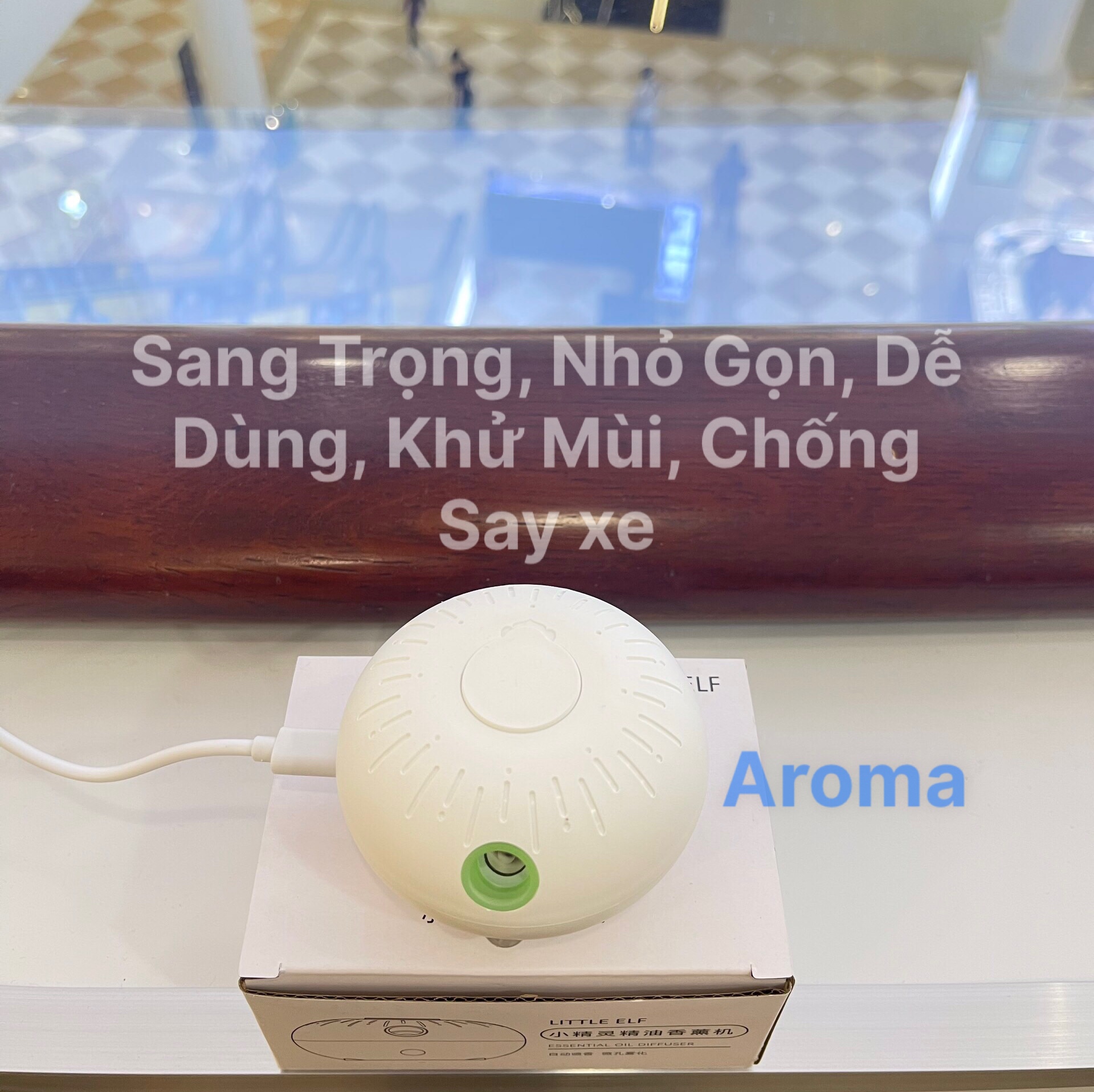 Máy xông xe hơi cao cấp mẫu sang trọng Aroma, Máy xông xe hơi tinh dầu trực tiếp 10ml không dùng nước Aroma