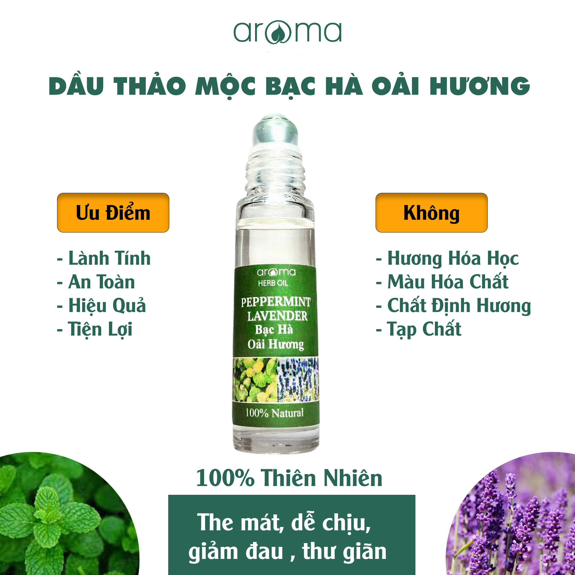 DẦU THẢO MỘC AROMA BẠC HÀ OẢI HƯƠNG – DẦU NÓNG – DẦU GIÓ THƠM - DẦU XOA BÓP