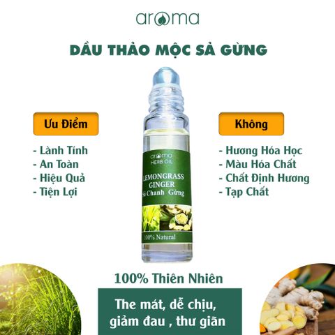 DẦU THẢO MỘC AROMA SẢ CHANH GỪNG – DẦU NÓNG – DẦU GIÓ THƠM - DẦU XOA BÓP