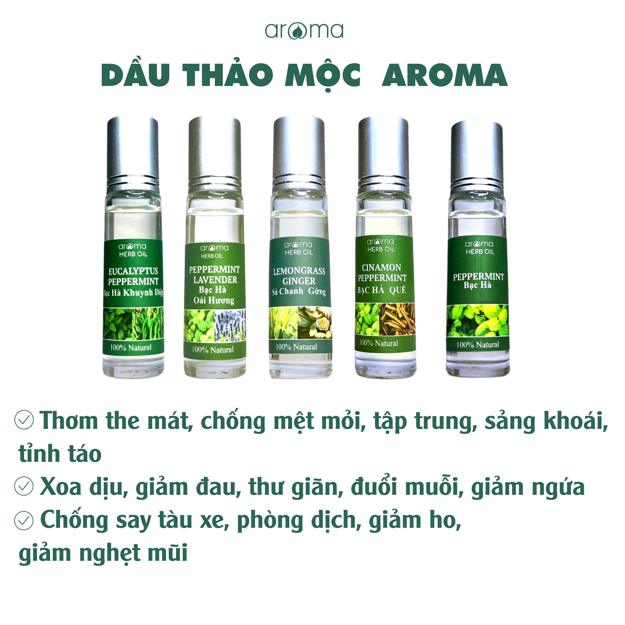 Lăn tinh dầu thiên nhiên Bạc Hà Khuynh Diệp - Breath Roll On - Dầu thảo mộc - Dầu gió