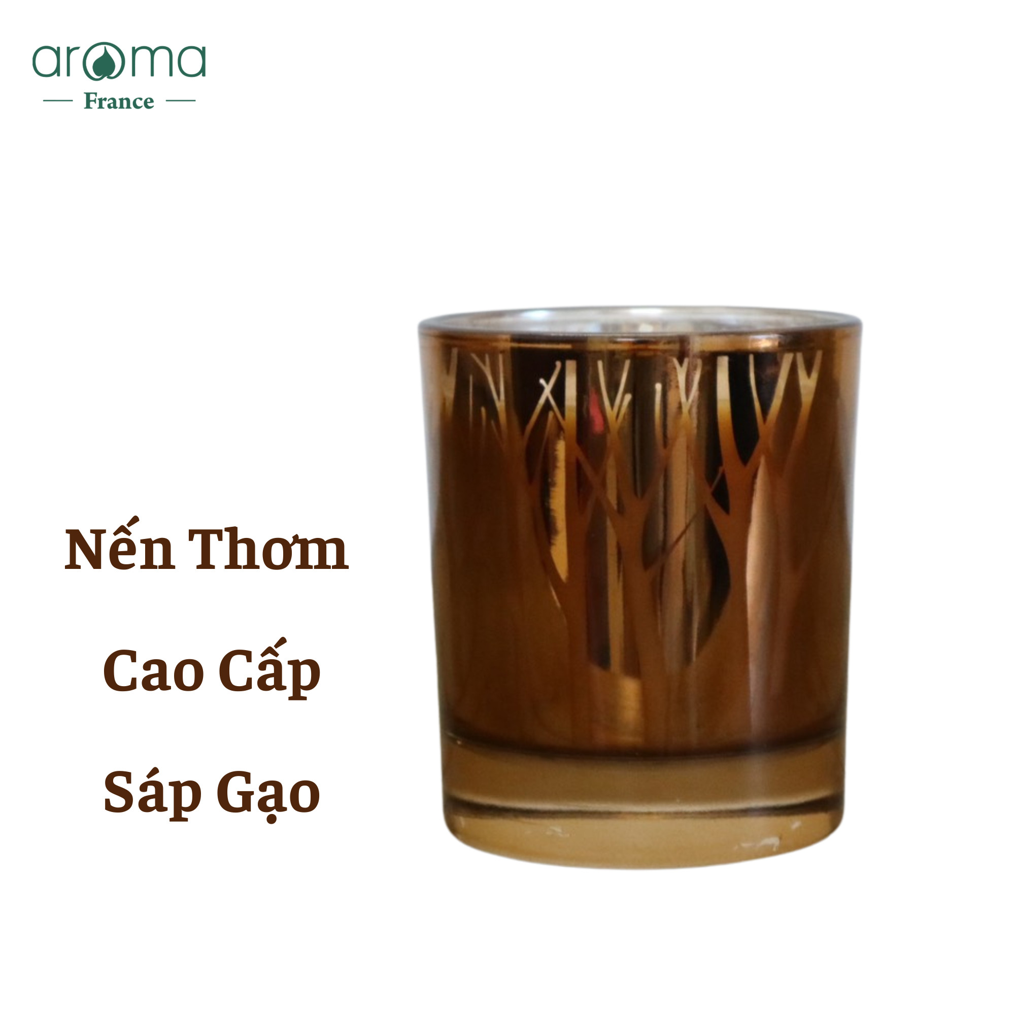 Nến thơm Aroma Gilded Glass Jar Candle  - Nến thơm tinh dầu hoa mộc lan & nhũ hương - Nến thơm trang trí cao cấp