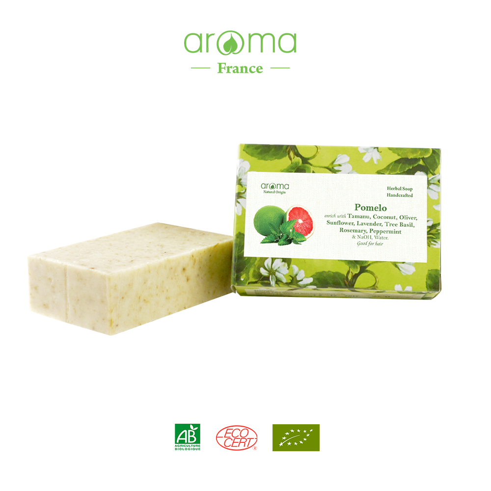 Xà phòng handmade chống rụng tóc vỏ Bưởi - Pomelo Handcrafted Soap  - Xà phòng thiên nhiên Aroma - Xà phòng thủ công vỏ bưởi