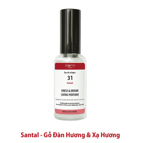 Nước xịt thơm quần áo Gỗ đàn hương - Sandalwood - Santal số 31