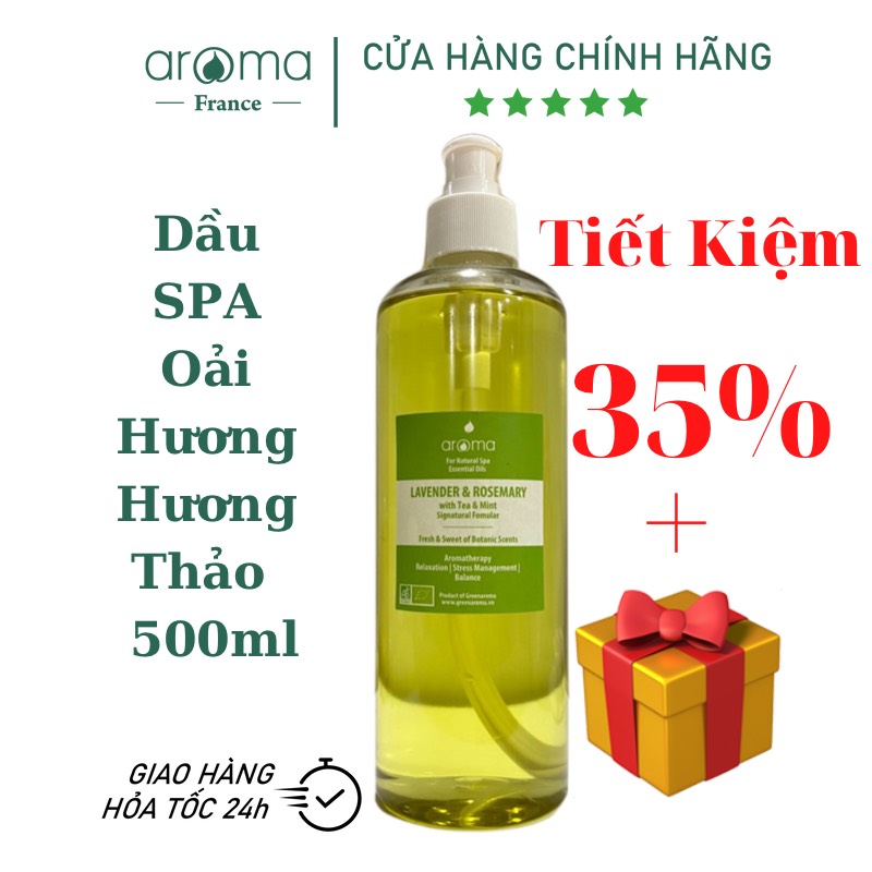 Dầu massage chuyên nghiệp dành cho Spa cao cấp Thư giãn, Trị liệu tự nhiên Oải Hương & Hương Thảo - 500ml