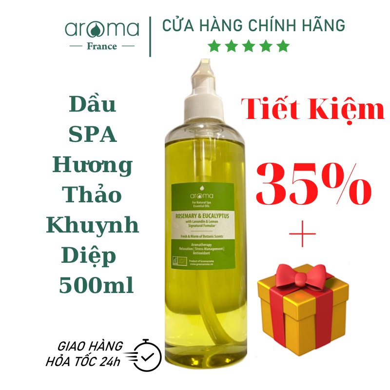 Dầu massage chuyên nghiệp dành cho Spa cao cấp Thư giãn, Trị liệu tự nhiên Hương Thảo & Khuynh Diệp - 500ml