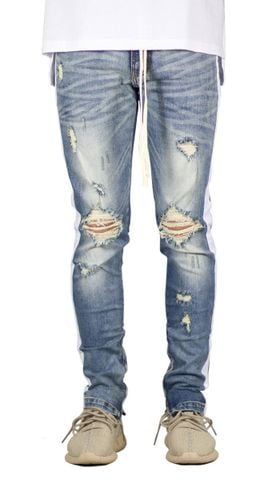 LT.Blue Track Zipper Jean