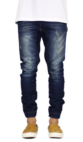 Indigo Drop Crotch Denim Jogger