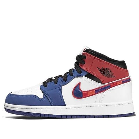 Jordan 1 Mid Rush Blue University Red (GS) BQ6931-146 Chính Hãng - Qua Sử Dụng - Độ Mới Cao