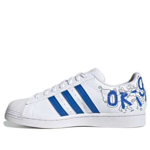 Adidas Originals Superstar Cozy Wear-Resistant Casual Skate Shoes White Blue Unisex 'White Blue' ART GW5784 Chính Hãng - Qua Sử Dụng - Độ Mới Cao