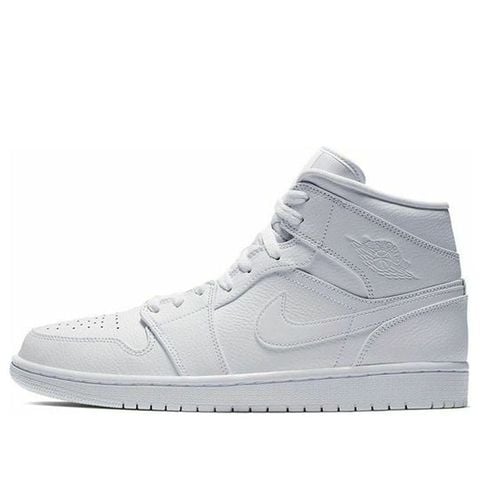 Jordan 1 Mid Triple White (2019) 554724-129 Chính Hãng - Qua Sử Dụng - Độ Mới Cao