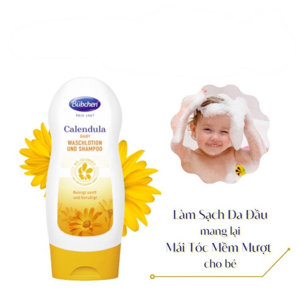 BUBCHEN- Sữa tắm gội Canlendula baby Wash + Shampoo 230ml, Đức (chai)