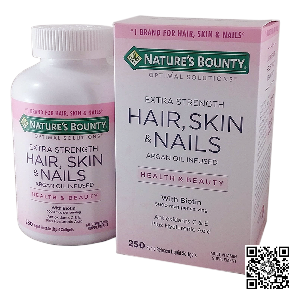 VIÊN UỐNG LÀM ĐẸP DA TÓC NATURE'S BOUNTY HAIR, SKIN & NAILS 250 VIÊN C