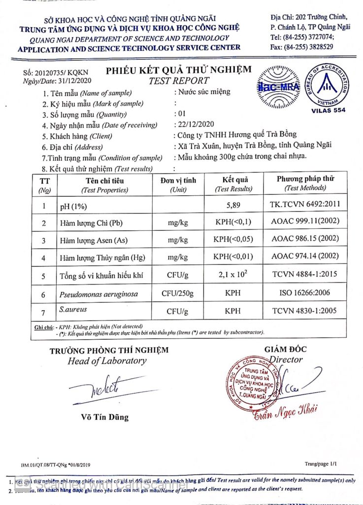 Nước Súc Miệng Quế Trà Bồng