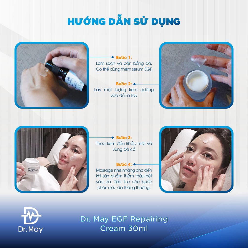 KEM DƯỠNG TẾ BÀO GỐC DR.MAY TÁI TẠO VÀ PHỤC HỒI DA TỔN THƯƠNG - DR.MAY EGF REPAIRING CREAM