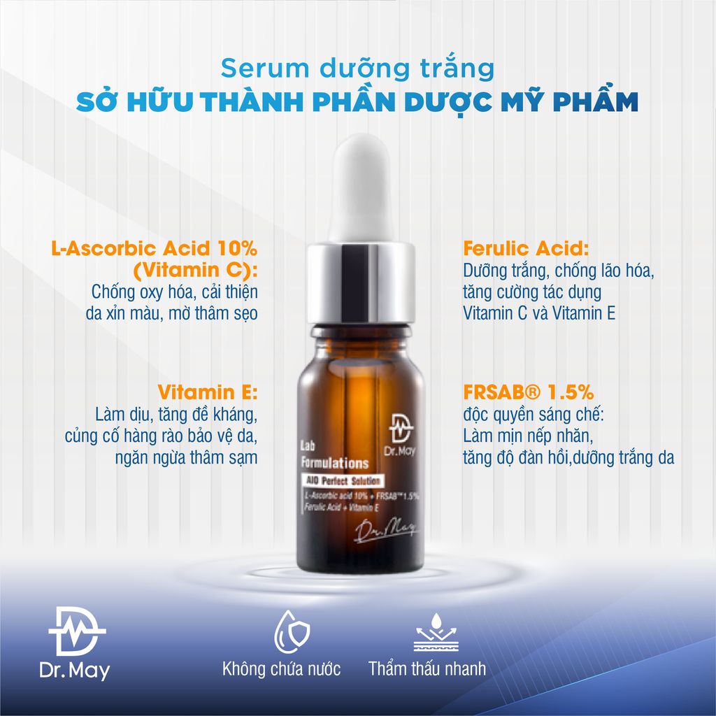 (HSD 08/2025) TINH CHẤT DR.MAY AIO DƯỠNG TRẮNG DA, MỜ THÂM NÁM - DR.MAY AIO PERFECT SOLUTION