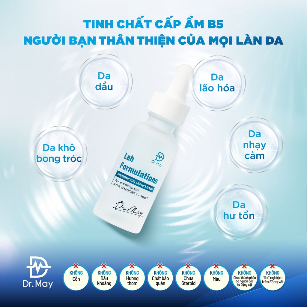 (HSD 13/06/2025) TINH CHẤT DR.MAY HYALURONIC ACID + B5 CẤP NƯỚC PHỤC HỒI DA - 30ML