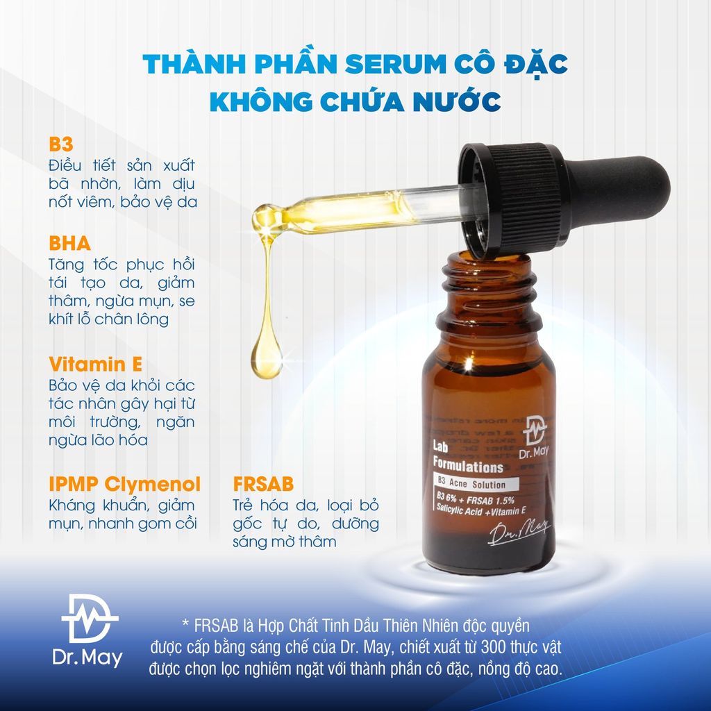 TINH CHẤT DR.MAY B3 GIẢM MỤN, DẦU NHỜN - DR.MAY B3 ACNE SOLUTION SERUM