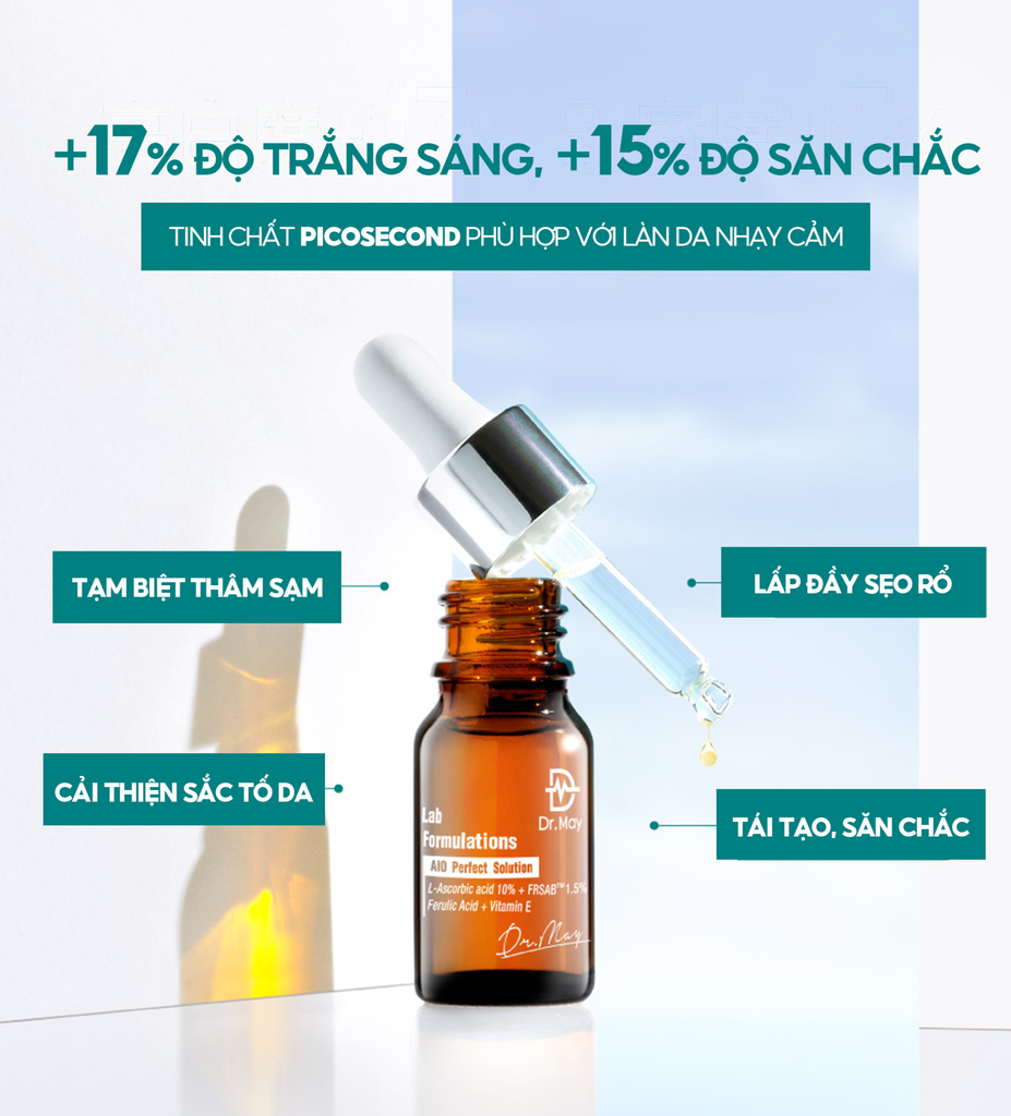 (HSD 08/2025) TINH CHẤT DR.MAY AIO DƯỠNG TRẮNG DA, MỜ THÂM NÁM - DR.MAY AIO PERFECT SOLUTION