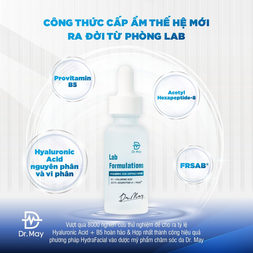 (HSD 13/06/2025) TINH CHẤT DR.MAY HYALURONIC ACID + B5 CẤP NƯỚC PHỤC HỒI DA - 30ML