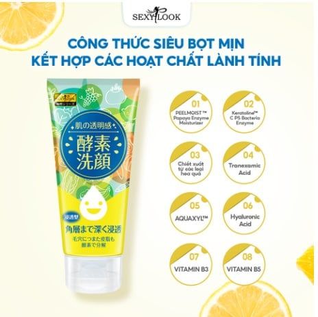 (HSD 10/2025) SỮA RỬA MẶT LÊN MEN DƯỠNG TRẮNG GIẢM THÂM SEXYLOOK