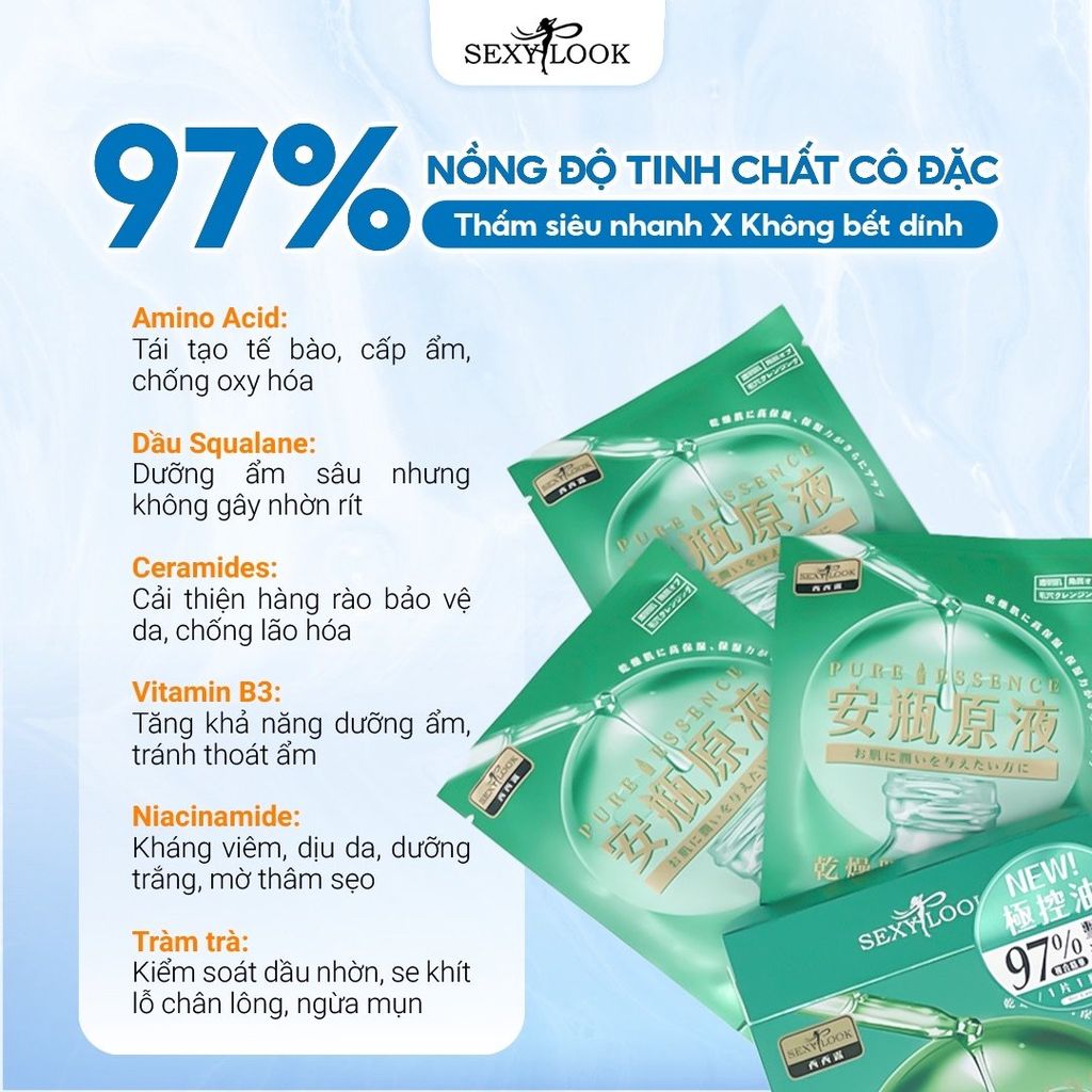 (HSD T7-10/2026) SET 8 MIẾNG MẶT NẠ TINH DẦU TRÀM TRÀ GIẢM DẦU MỤN SEXYLOOK