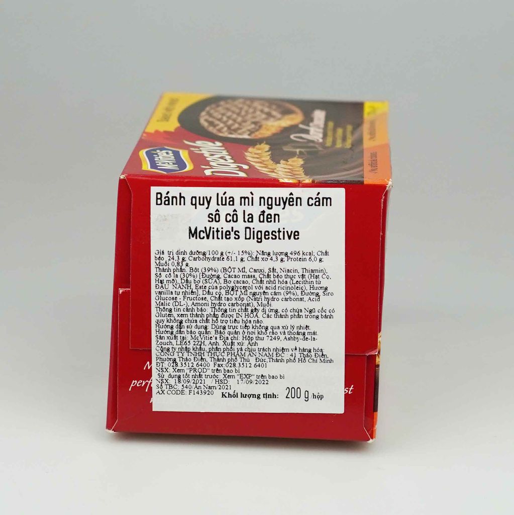 Bánh quy lúa mì nguyên cám sô cô la đen Mc Vitie's Digestive 200g