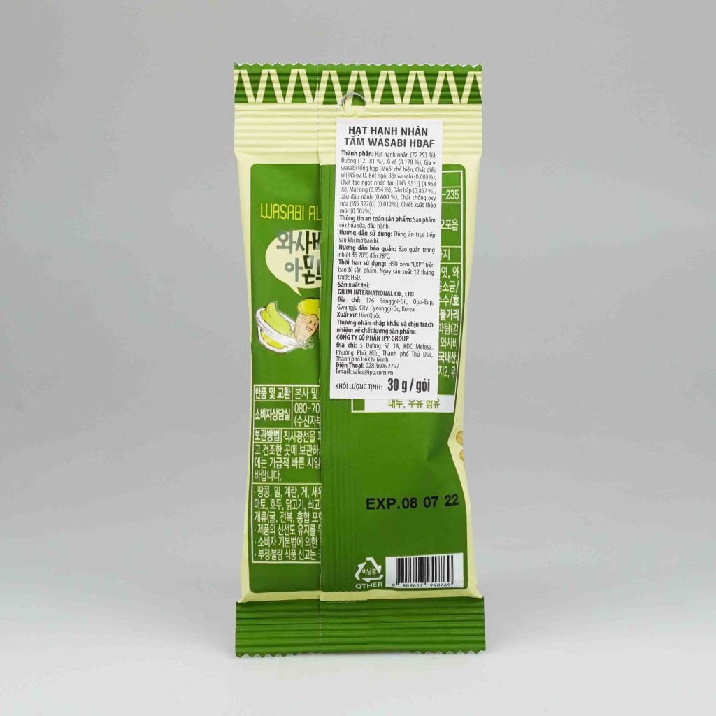 Hạt hạnh nhân tẩm wasabi Tom's Farm