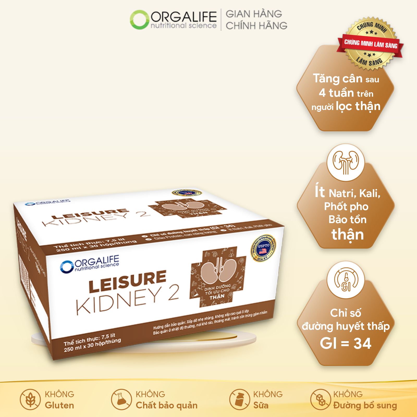  Thực phẩm dinh dưỡng Leisure Kidney 2 - 30 hộpx250ml - Cho người bệnh thận có lọc máu 