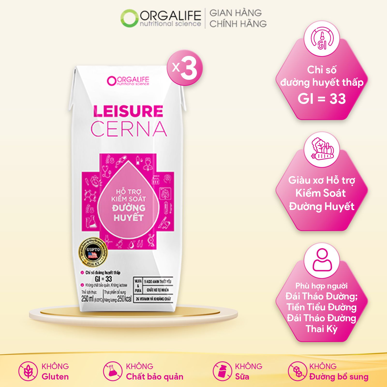  Leisure Cerna - Soup Uống Dinh Dưỡng Công Thức Kiểm Soát Đường Huyết - Lốc 3 Hộp 