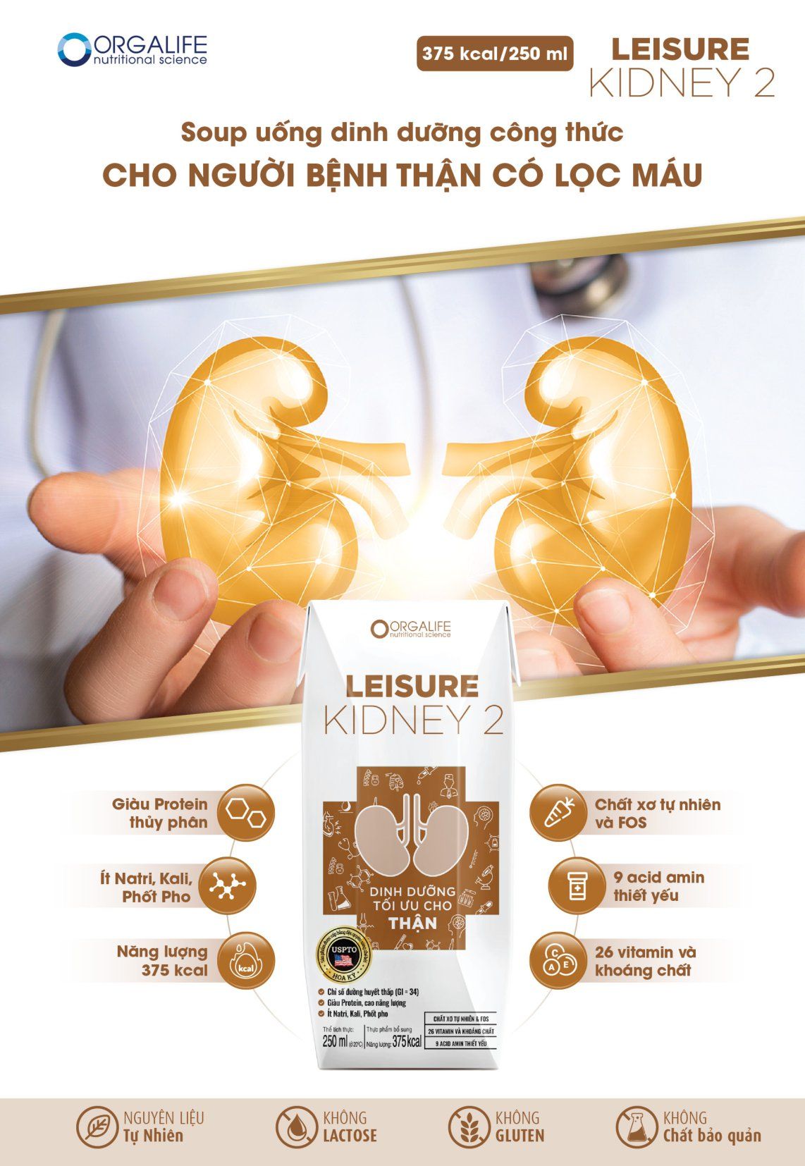  Leisure Kidney 2 - Thực Phẩm Dinh Dưỡng Y Học - Lốc 3 Hộp x 250ml 